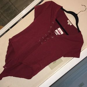 Burgundy body suit